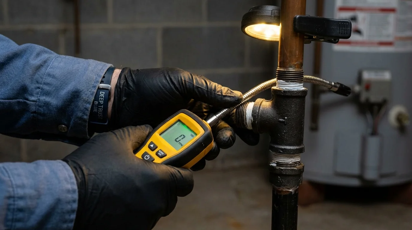 Gas leak detection with electronic sniffer by Johns Plumbing LLC in Kamas