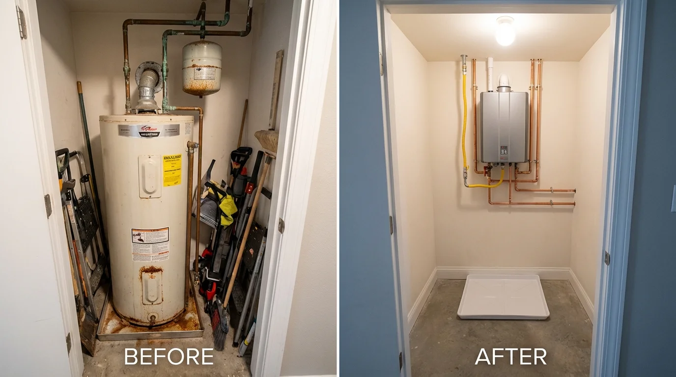 Tank water heater versus wall-mounted tankless unit comparison for Kamas, UT homeowners
